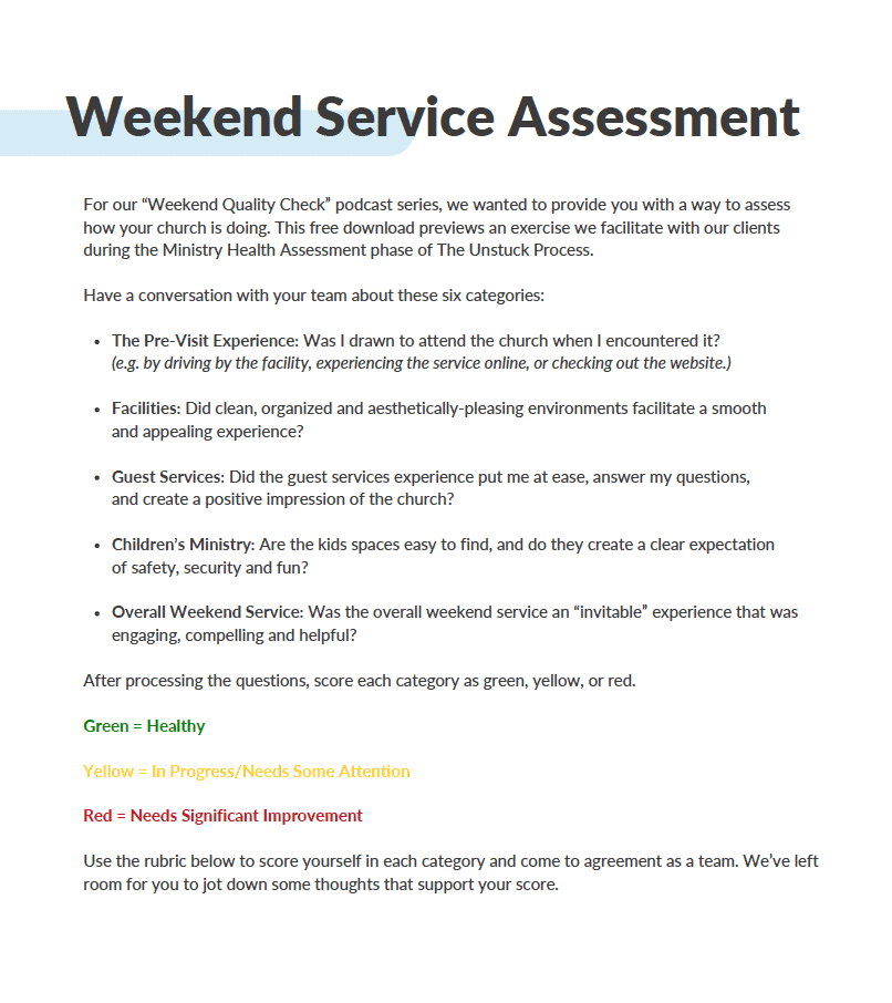 Weekend Service Assessment
